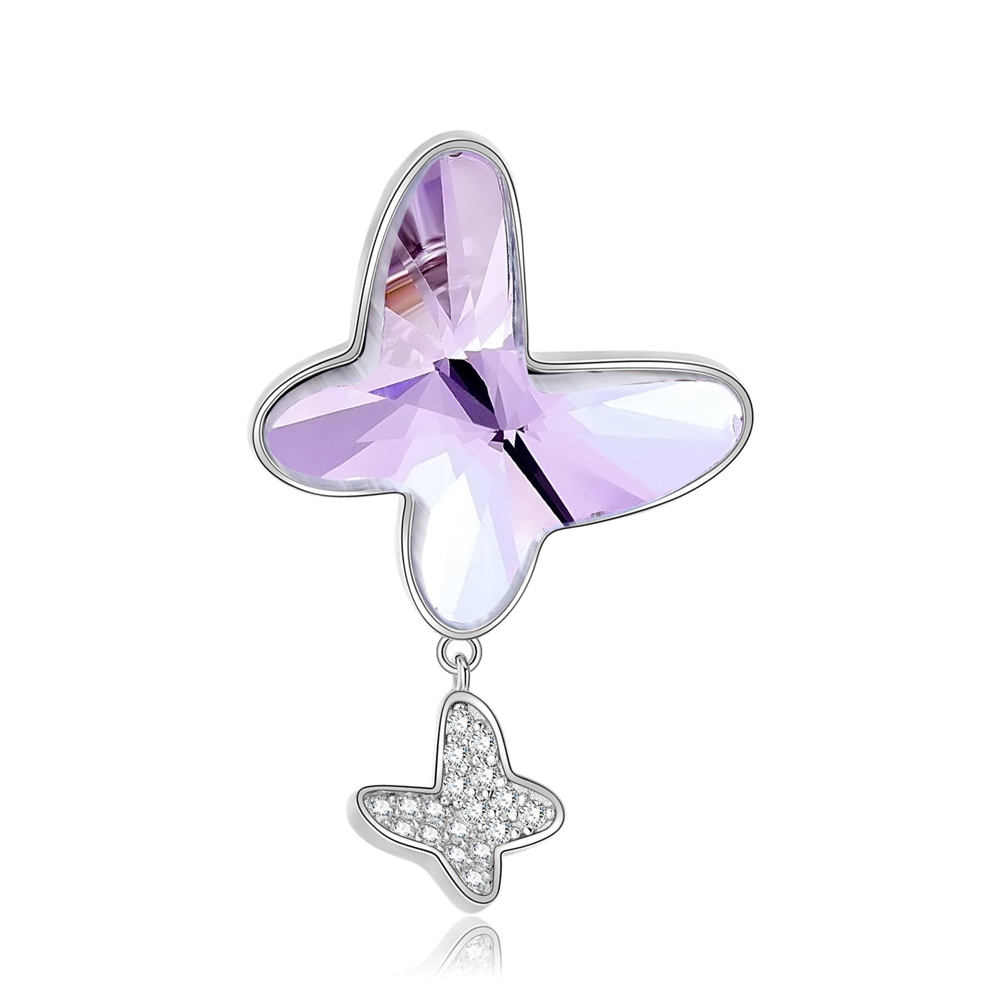 Shining Purple Butterfly Necklace 925 Sterling Silver Personalized Ins Sweater Chain