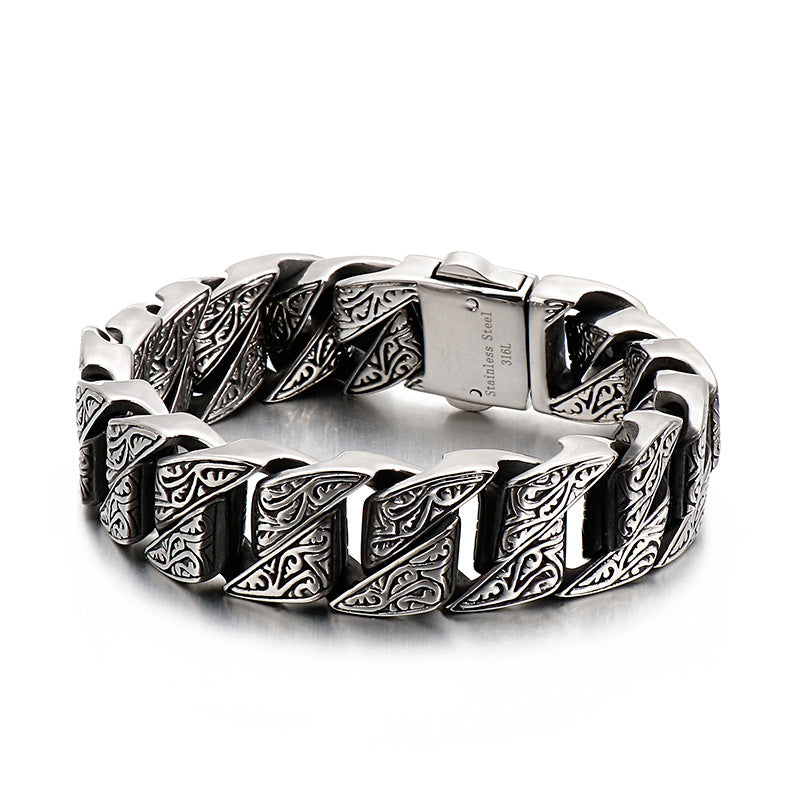 Creative Titanium Steel Casting Retro Pattern Stainless Steel Bracelet Men