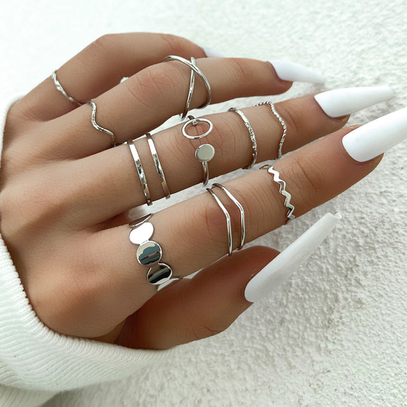 Heavy Metal Trendy Hip Hop Ring Men's Retro Old Bat Skull Snake Ring Set