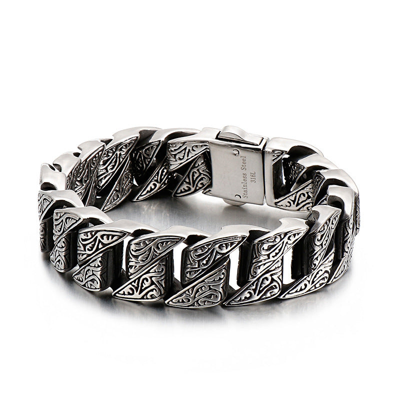 Creative Titanium Steel Casting Retro Pattern Stainless Steel Bracelet Men