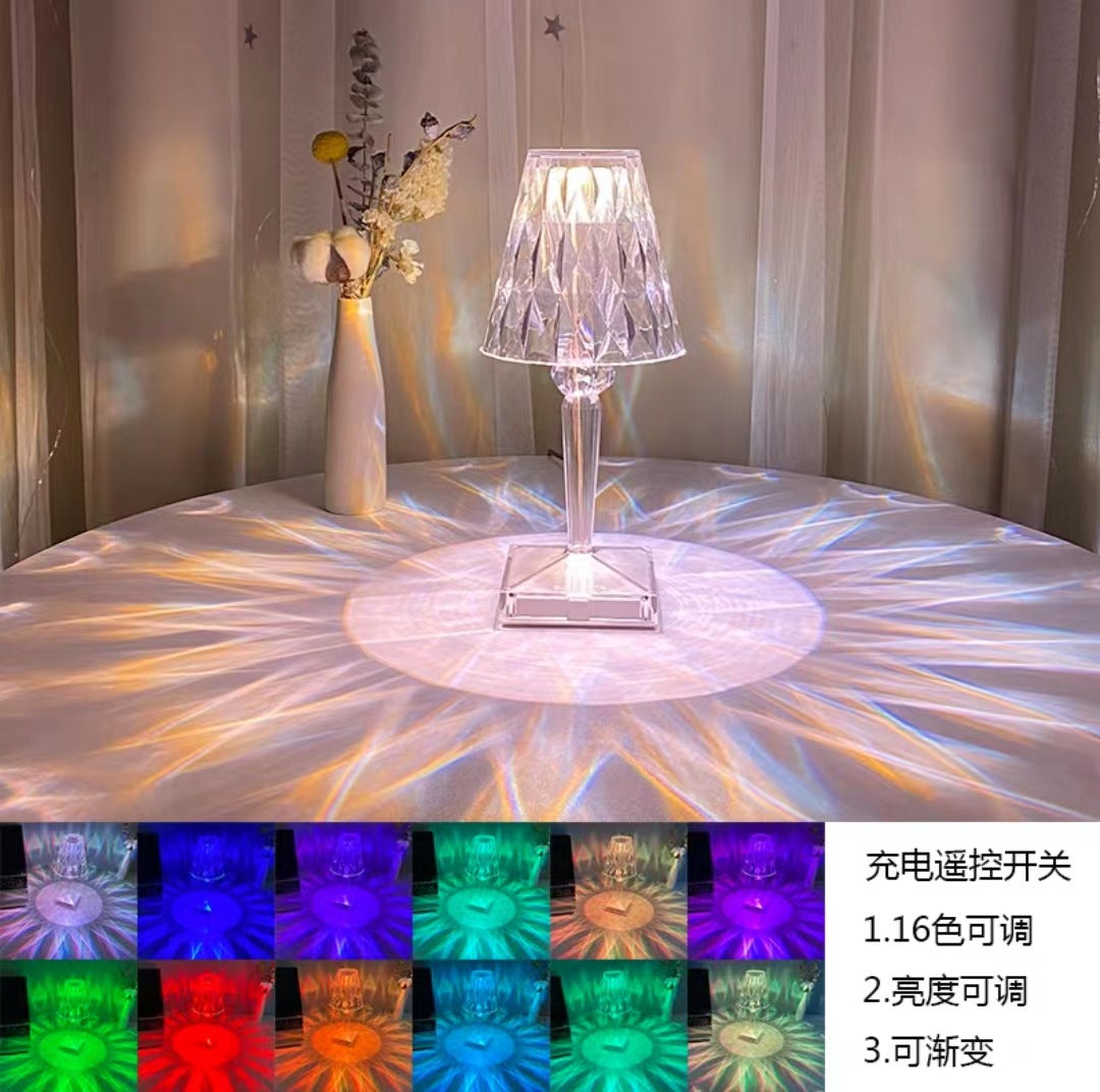 Diamond Crystal Table Lamp Light Luxury Romantic Atmosphere Bedroom Bedside Girl Heart Rechargeable Decorative Lamp