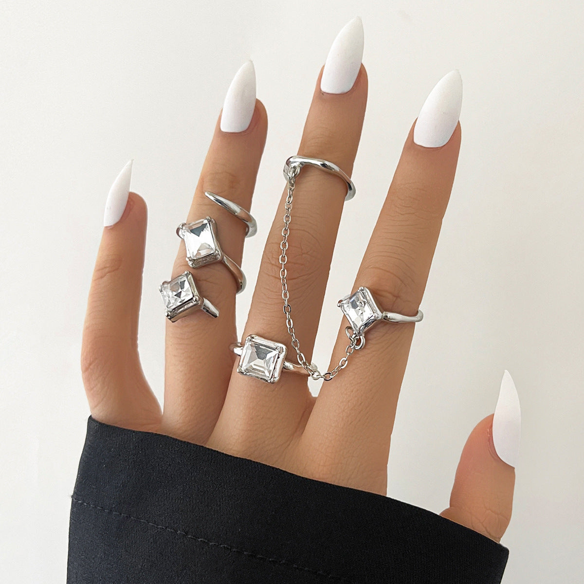 Heavy Metal Trendy Hip Hop Ring Men's Retro Old Bat Skull Snake Ring Set