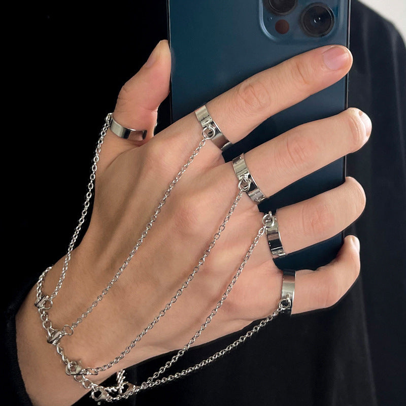 Heavy Metal Trendy Hip Hop Ring Men's Retro Old Bat Skull Snake Ring Set