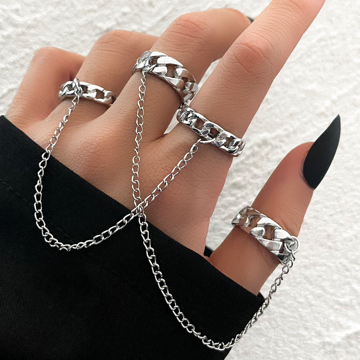 Heavy Metal Trendy Hip Hop Ring Men's Retro Old Bat Skull Snake Ring Set
