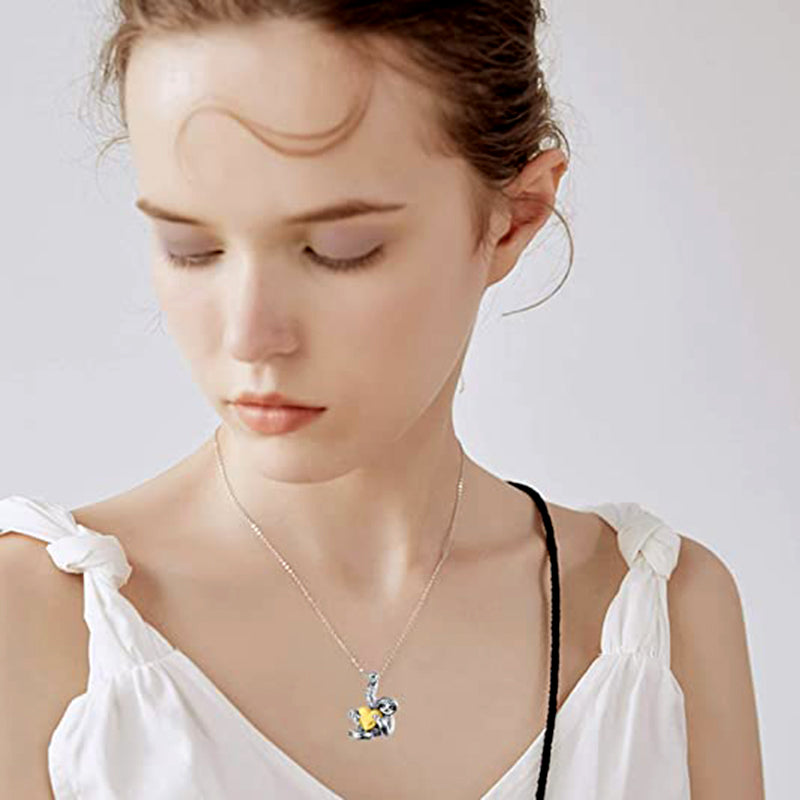 Cute Animal Small Sloth Heart Pendant Necklace