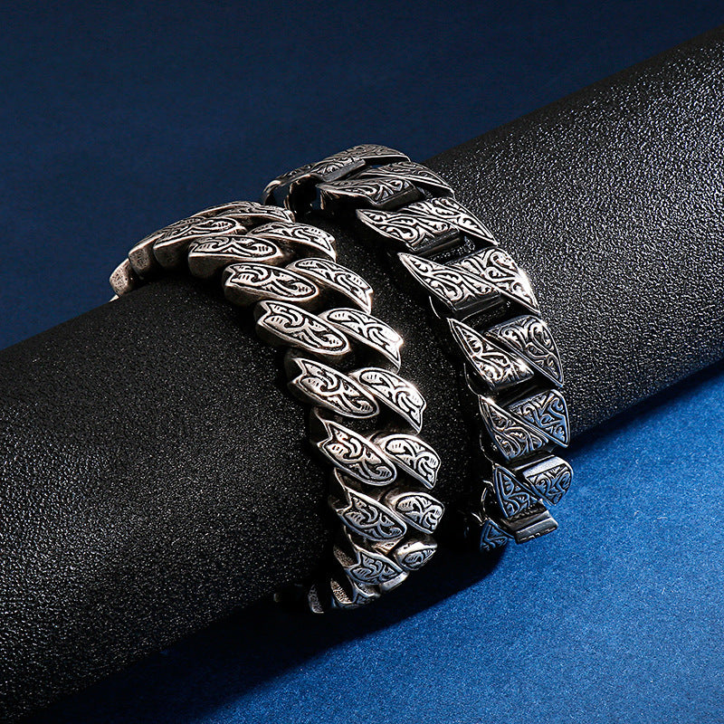 Creative Titanium Steel Casting Retro Pattern Stainless Steel Bracelet Men