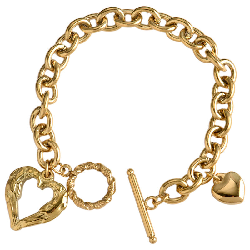 Titanium Steel Niche Light Luxury Angel Wings Love OT Buckle Bracelet Women's High-end Sense Of Cold Style Temperament Celebrity Hand Jewelry Trendy