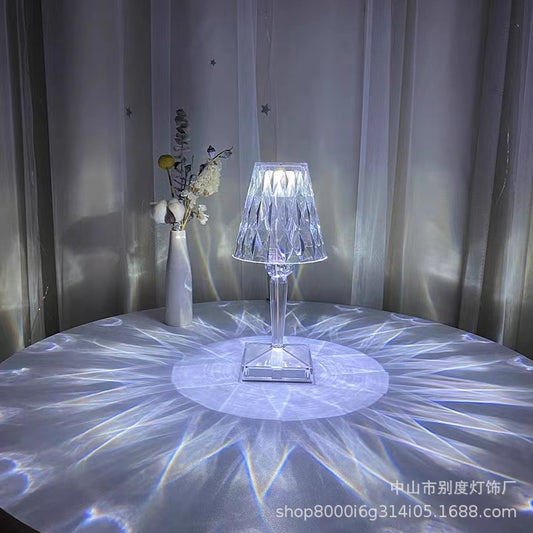 Diamond Crystal Table Lamp Light Luxury Romantic Atmosphere Bedroom Bedside Girl Heart Rechargeable Decorative Lamp