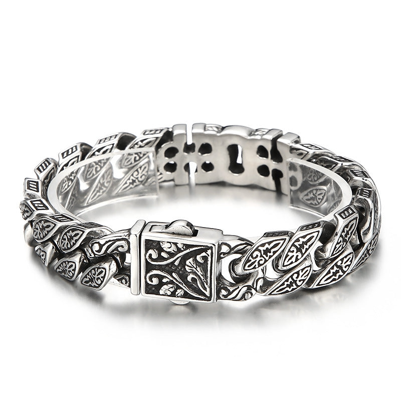 Punk Style Trendy Pattern Bracelet Retro Old Casting Pharaoh Ancient Egyptian Cross Titanium Steel Men's Bracelet