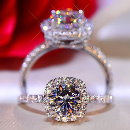 D Color Moissanite Diamond Ring Proposal Ring Fashion Classic Square Bag Inlaid Diamond Ring Women&amp;amp;#039;s