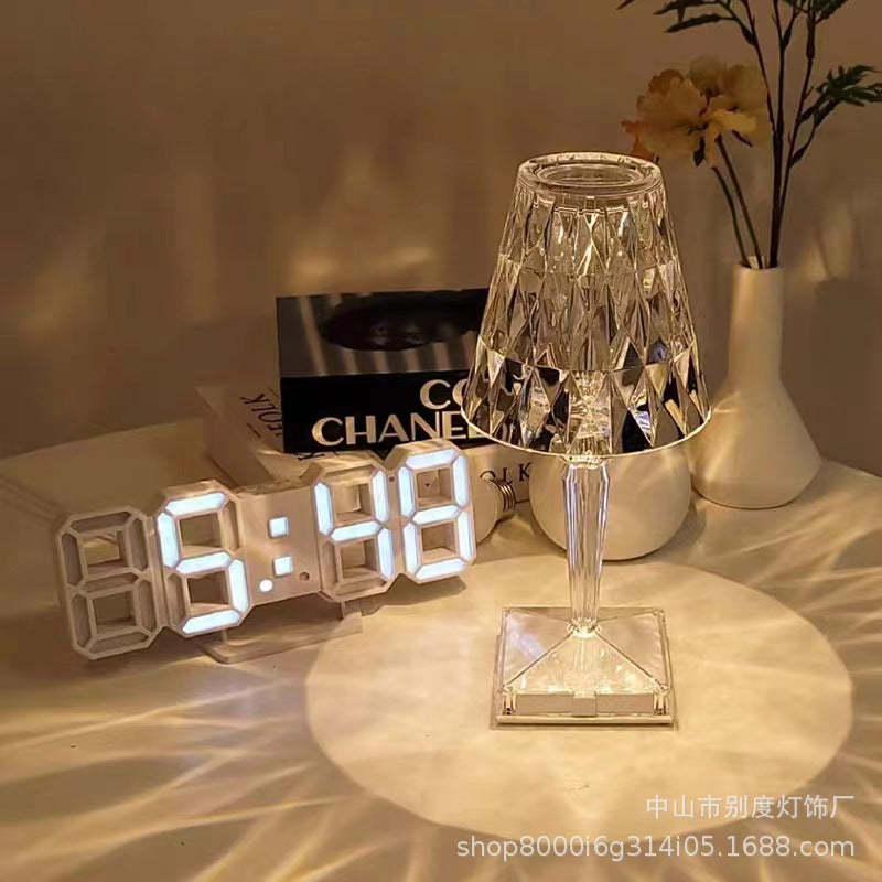 Diamond Crystal Table Lamp Light Luxury Romantic Atmosphere Bedroom Bedside Girl Heart Rechargeable Decorative Lamp