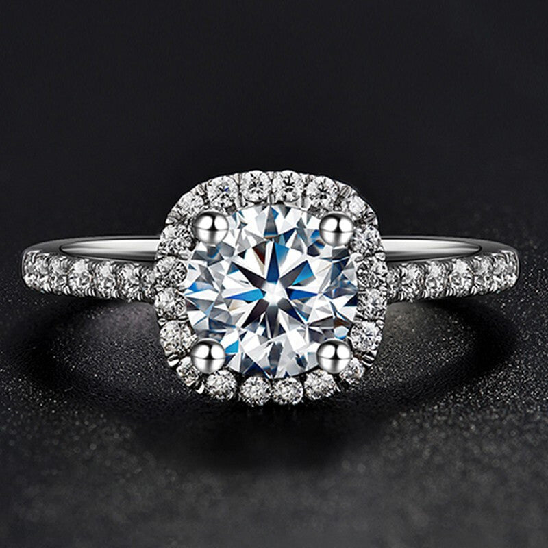 D Color Moissanite Diamond Ring Proposal Ring Fashion Classic Square Bag Inlaid Diamond Ring Women&amp;amp;#039;s