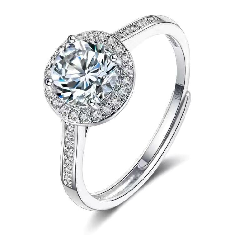 D Color Moissanite Diamond Ring Proposal Ring Fashion Classic Square Bag Inlaid Diamond Ring Women&amp;amp;#039;s